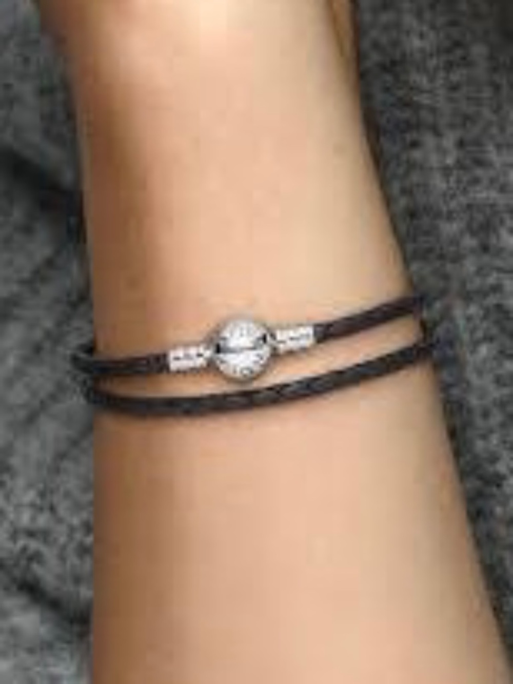 Pandora Moments Double Black Leather 925 Bracelet